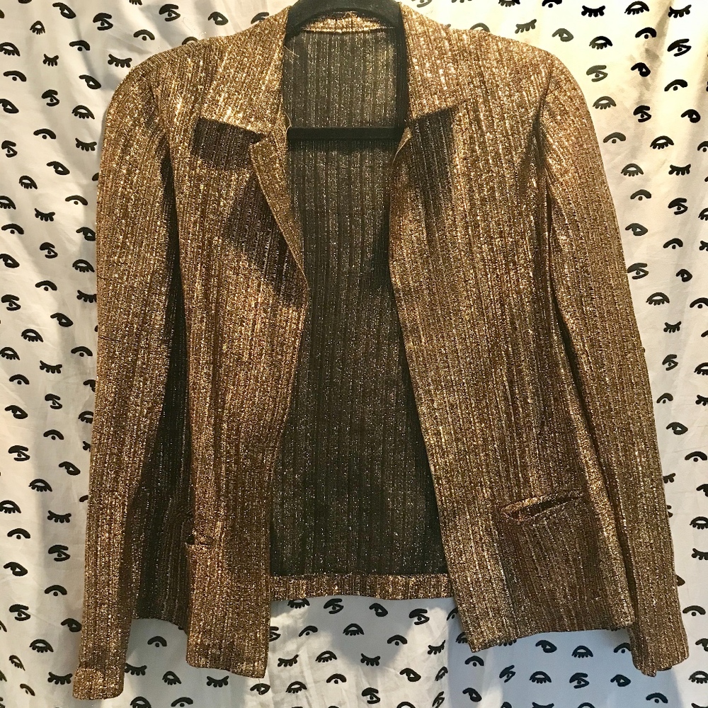 Lurex Open Front Cropped Blazer